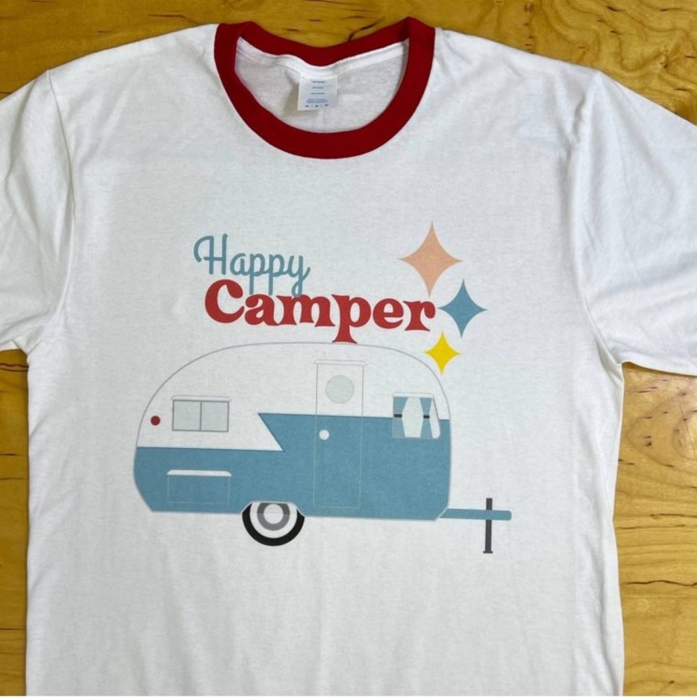 Happy Camper Red and White Ringer T-Shirt